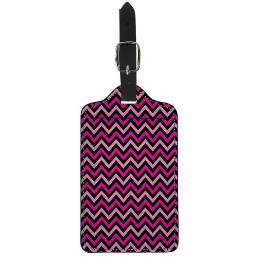 Hot Pink And Black Chevron Pattern Print Luggage Tag