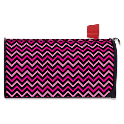 Hot Pink And Black Chevron Pattern Print Mailbox Cover