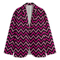 Hot Pink And Black Chevron Pattern Print Men's Blazer