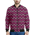 Hot Pink And Black Chevron Pattern Print Men's Bomber Jacket