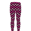 Hot Pink And Black Chevron Pattern Print Men's Leggings
