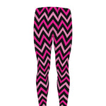 Hot Pink And Black Chevron Pattern Print Men's leggings