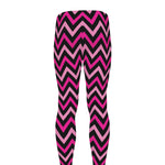 Hot Pink And Black Chevron Pattern Print Men's leggings