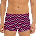 Hot Pink And Black Chevron Pattern Print Men's Short Boxer Briefs