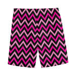 Hot Pink And Black Chevron Pattern Print Men's Sports Shorts