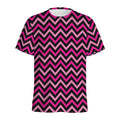 Hot Pink And Black Chevron Pattern Print Men's Athletic T-Shirt