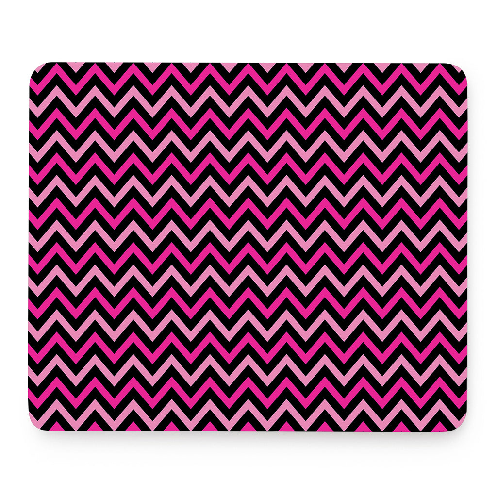 Hot Pink And Black Chevron Pattern Print Mouse Pad