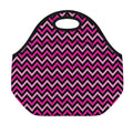 Hot Pink And Black Chevron Pattern Print Neoprene Lunch Bag