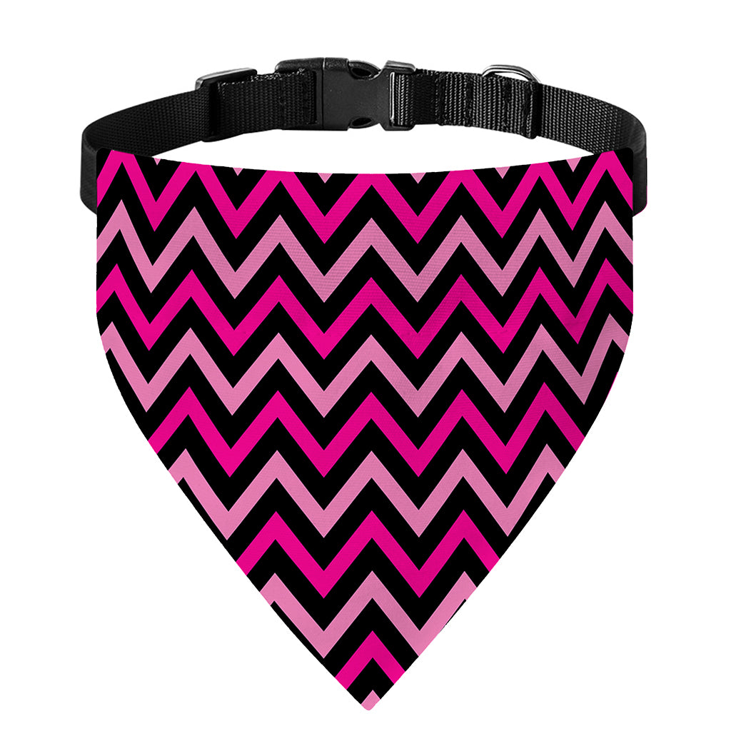 Hot Pink And Black Chevron Pattern Print Over The Collar Dog Bandana