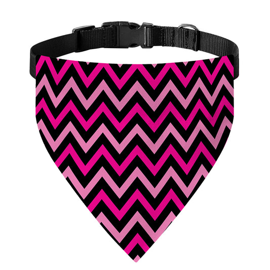 Hot Pink And Black Chevron Pattern Print Over The Collar Dog Bandana