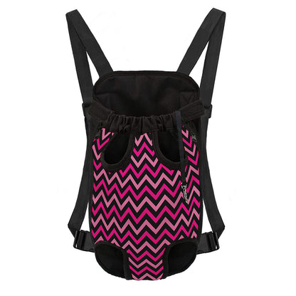 Hot Pink And Black Chevron Pattern Print Pet Carrier Backpack