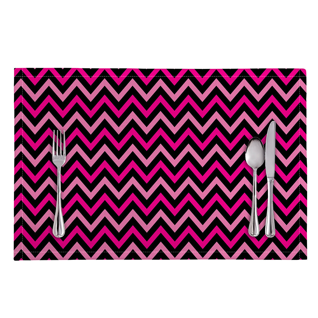Hot Pink And Black Chevron Pattern Print Placemat