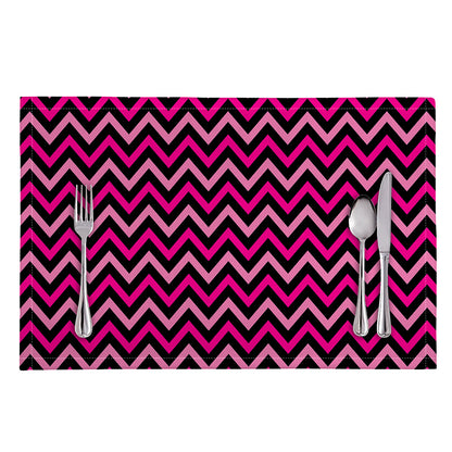 Hot Pink And Black Chevron Pattern Print Placemat