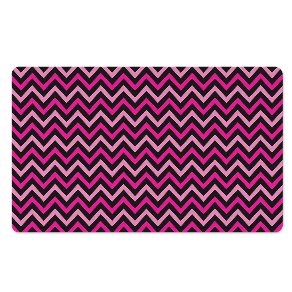 Hot Pink And Black Chevron Pattern Print Polyester Doormat