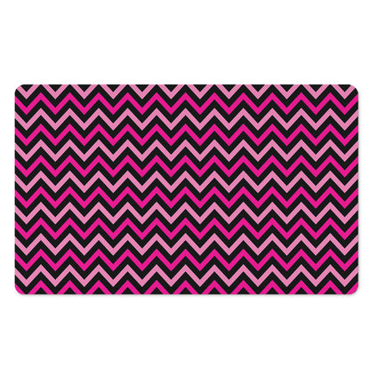 Hot Pink And Black Chevron Pattern Print Polyester Doormat