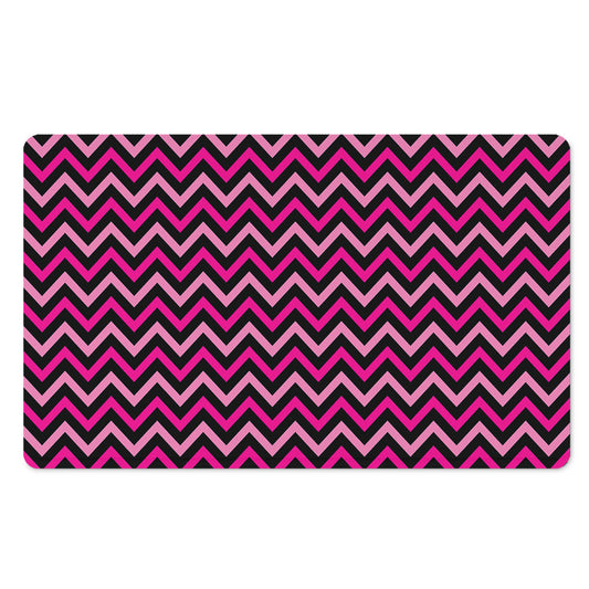 Hot Pink And Black Chevron Pattern Print Polyester Doormat