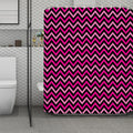 Hot Pink And Black Chevron Pattern Print Polyester Shower Curtain