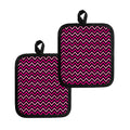 Hot Pink And Black Chevron Pattern Print Pot Holders
