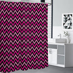 Hot Pink And Black Chevron Pattern Print Premium Shower Curtain