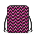 Hot Pink And Black Chevron Pattern Print Rectangular Crossbody Bag