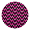 Hot Pink And Black Chevron Pattern Print Round Blanket