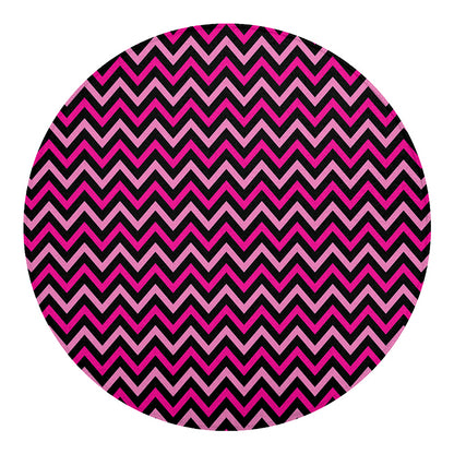 Hot Pink And Black Chevron Pattern Print Round Blanket