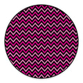 Hot Pink And Black Chevron Pattern Print Round Floor Mat