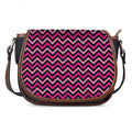 Hot Pink And Black Chevron Pattern Print Saddle Bag