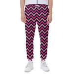 Hot Pink And Black Chevron Pattern Print Scuba Joggers