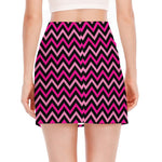 Hot Pink And Black Chevron Pattern Print Side Slit Mini Skirt