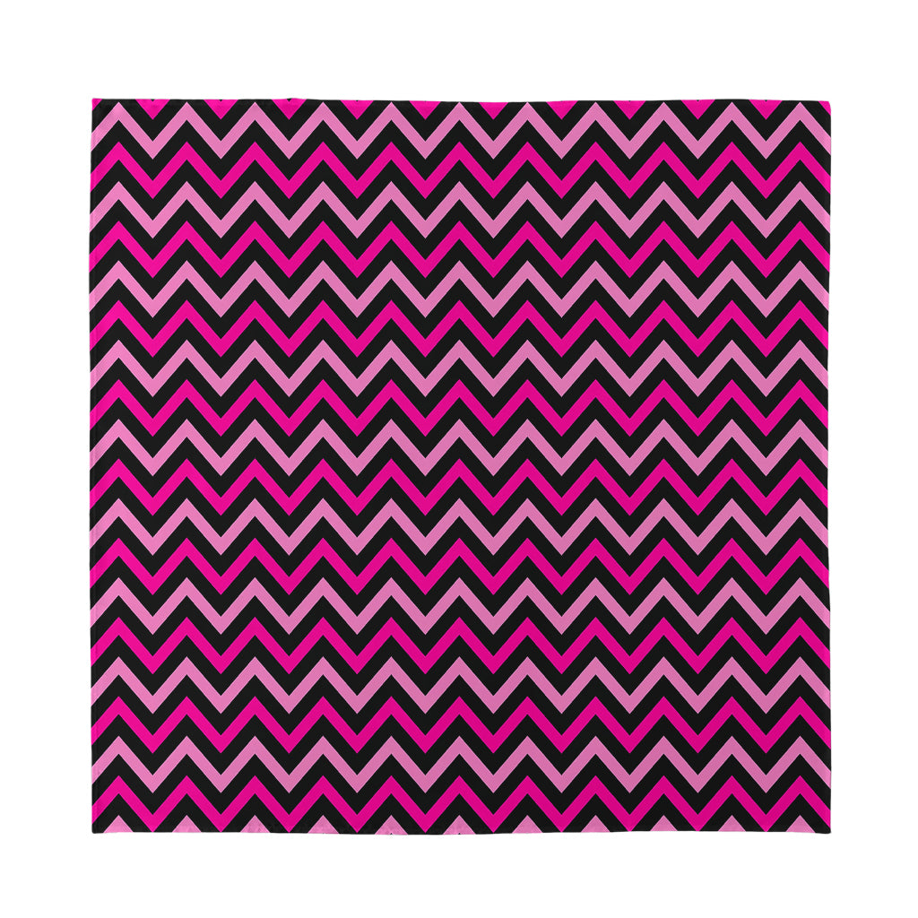 Hot Pink And Black Chevron Pattern Print Silk Bandana