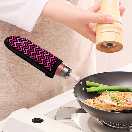 Hot Pink And Black Chevron Pattern Print Skillet Handle Cover