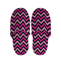 Hot Pink And Black Chevron Pattern Print Slippers