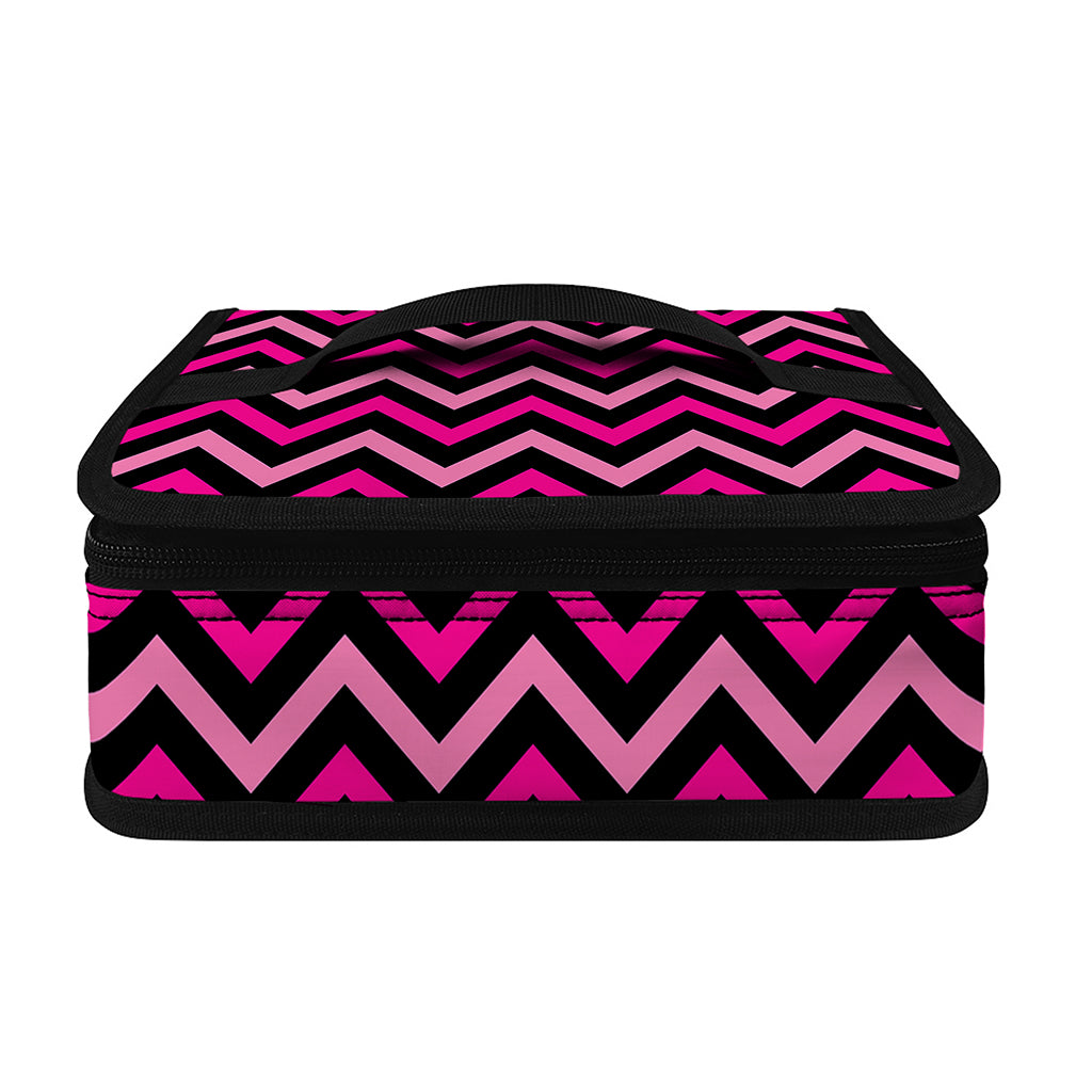 Hot Pink And Black Chevron Pattern Print Small Lunch Bag