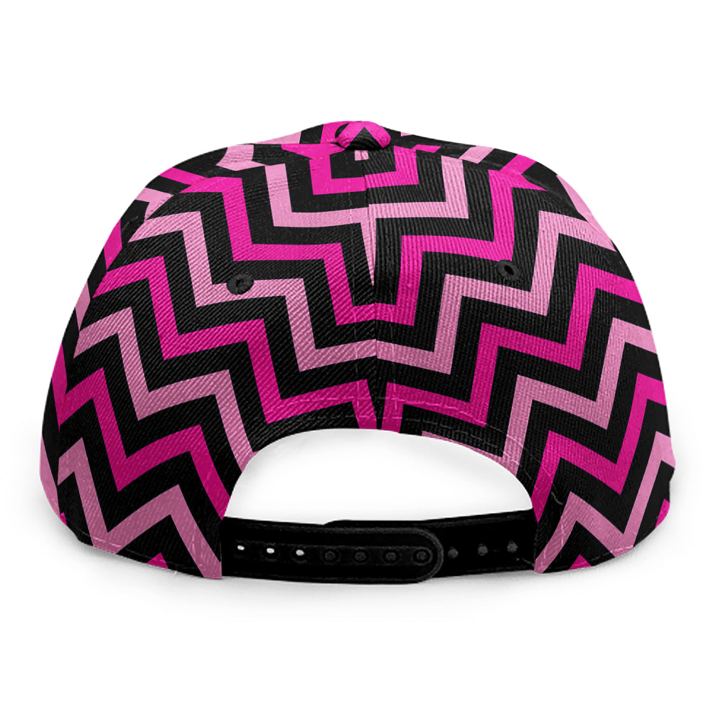 Hot Pink And Black Chevron Pattern Print Snapback Cap