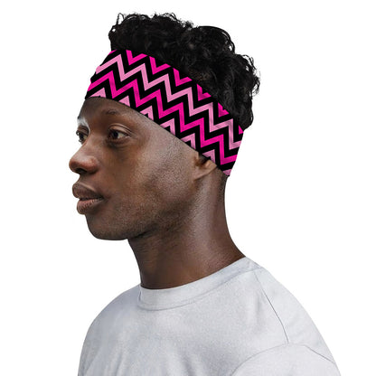Hot Pink And Black Chevron Pattern Print Sports Headband