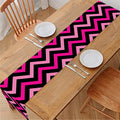 Hot Pink And Black Chevron Pattern Print Table Runner