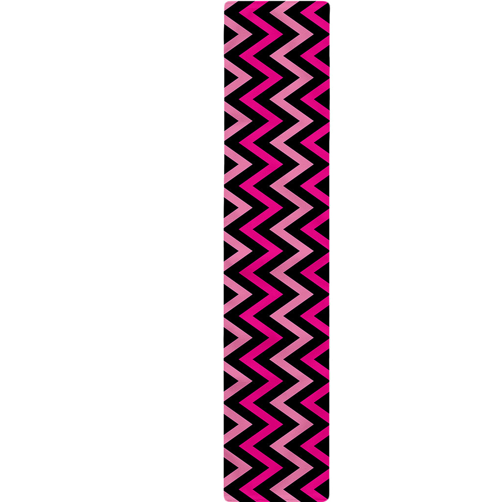 Hot Pink And Black Chevron Pattern Print Table Runner