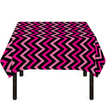 Hot Pink And Black Chevron Pattern Print Tablecloth