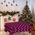 Hot Pink And Black Chevron Pattern Print Tablecloth