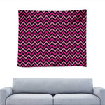Hot Pink And Black Chevron Pattern Print Tapestry