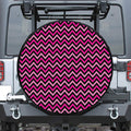 Hot Pink And Black Chevron Pattern Print Tire Cover