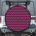 Hot Pink And Black Chevron Pattern Print Tire Cover With Camera Hole