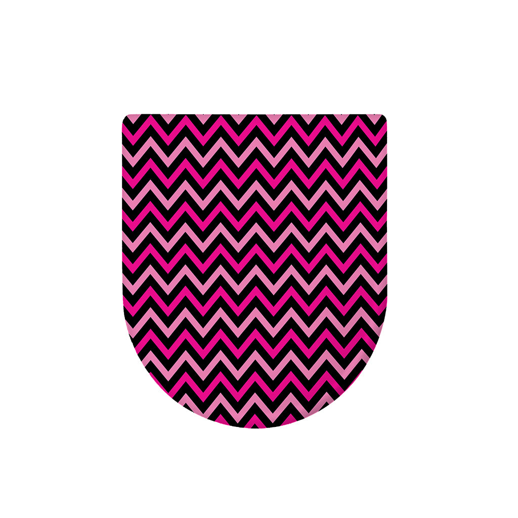 Hot Pink And Black Chevron Pattern Print Toilet Lid Cover