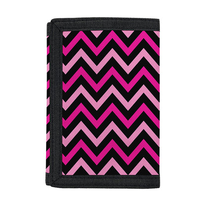 Hot Pink And Black Chevron Pattern Print Trifold Wallet