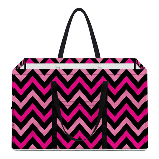 Hot Pink And Black Chevron Pattern Print Utility Tote Bag