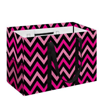 Hot Pink And Black Chevron Pattern Print Utility Tote Bag