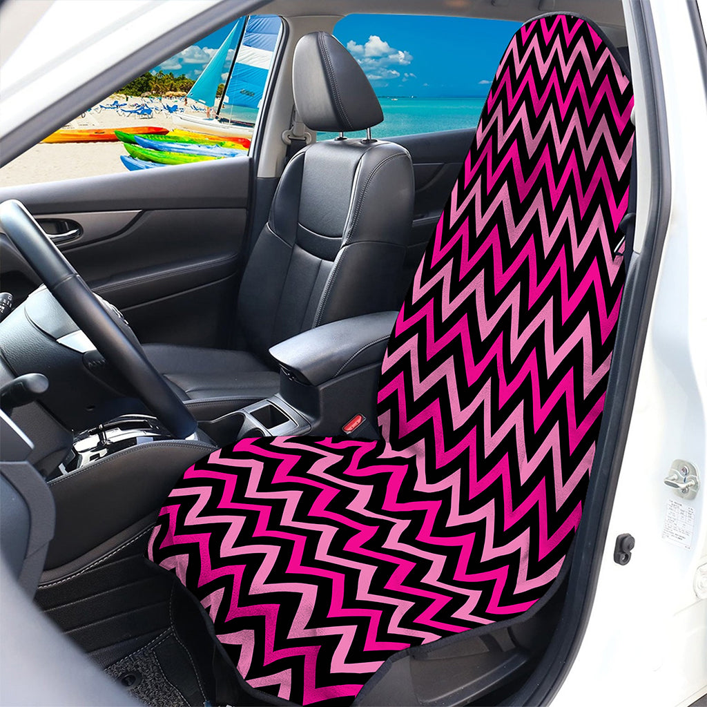 Hot Pink And Black Chevron Pattern Print Waterproof Car Seat Cover