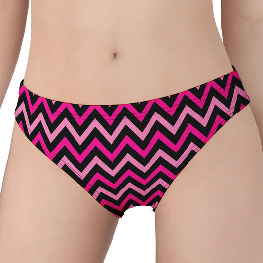 Hot Pink And Black Chevron Pattern Print Women's Panties
