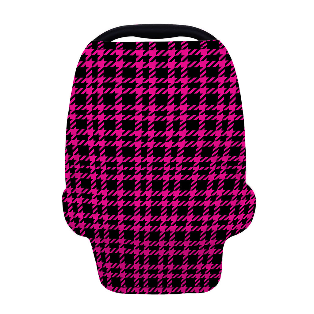 Hot Pink And Black Houndstooth Print Baby Seat Cover